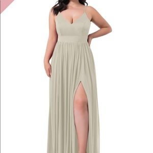 Taupe Bridesmaid Dress - Azazie Kiri Size 14